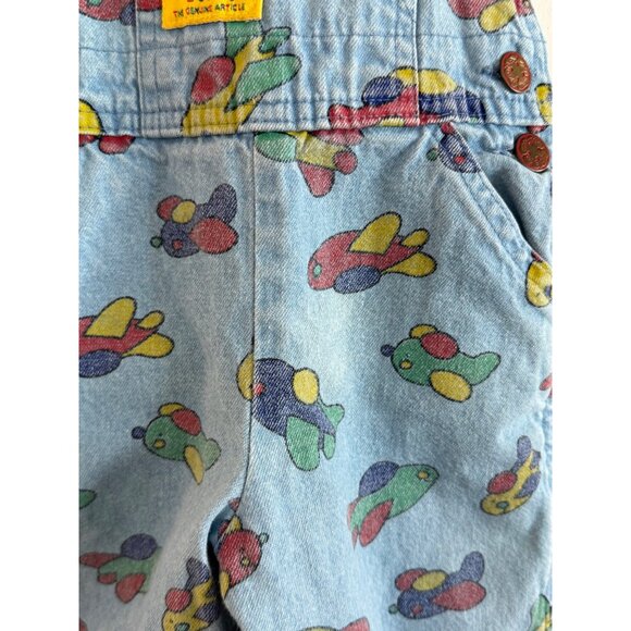 Vintage OshKosh BGosh Toddler Overalls 12M Multicolor Fish Print Adjustable Stra - Picture 8 of 9